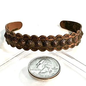 Vintage Southwestern Stamped Copper Cuff